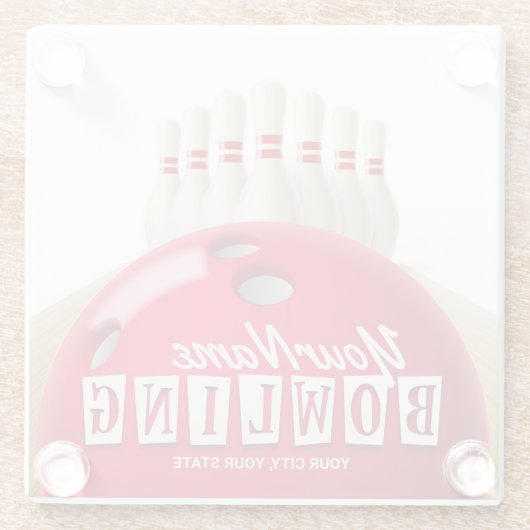 Personalisiert Bowling Ball Lanes Buttone Retro Le Glasuntersetzer (Rückseite)