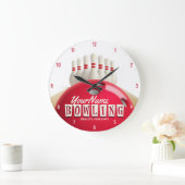 Personalisiert Bowling Ball Lanes Buttone Retro Le Große Wanduhr (Zuhause)