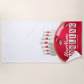 Personalisiert Bowling Ball Lanes Buttone Retro Le Strandtuch (Vorderseite)