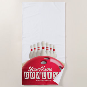 Personalisiert Bowling Ball Lanes Buttone Retro Le Strandtuch