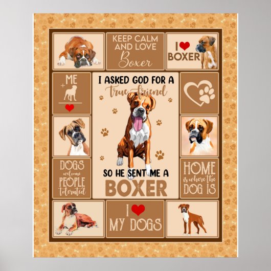 Personalisiert Boxer Dog Blanket Poster (Vorne)