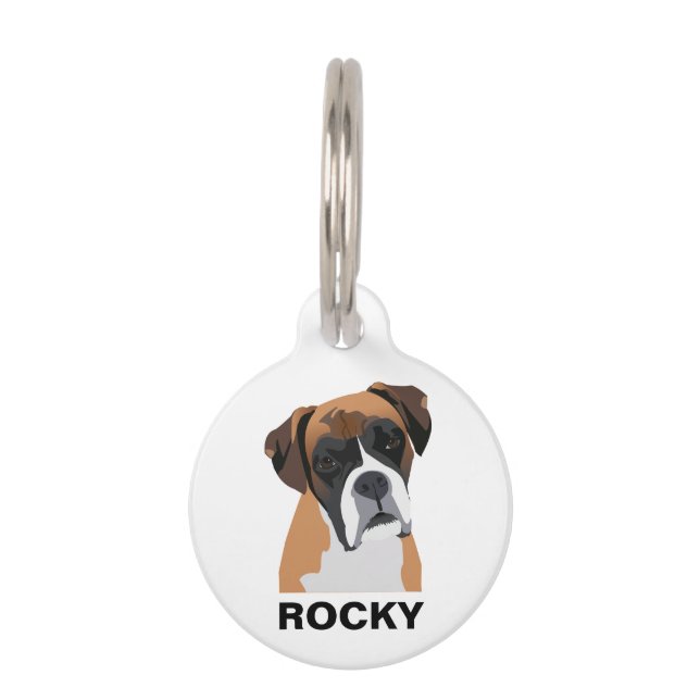 Personalisiert Boxer Dog Haustiermarke (Vorderseite)