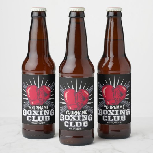 Personalisiert Boxgloves Fighter Champion Boxer Bierflaschenetikett (Flaschen)