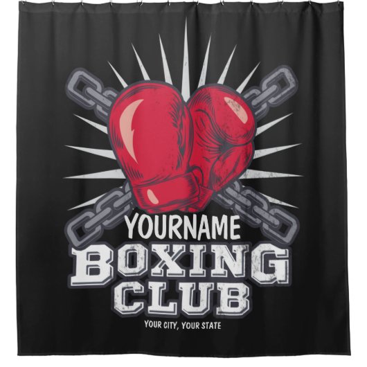 Personalisiert Boxgloves Fighter Champion Boxer Duschvorhang (Vorderseite)