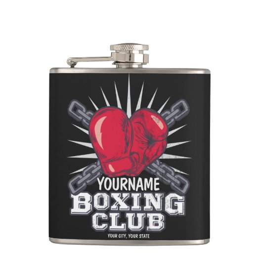 Personalisiert Boxgloves Fighter Champion Boxer Flachmann (Vorderseite)