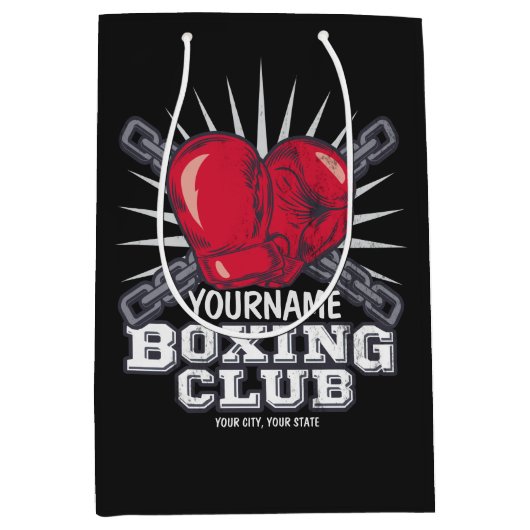 Personalisiert Boxgloves Fighter Champion Boxer Mittlere Geschenktüte (Vorderseite)