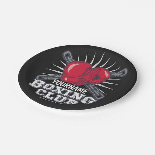 Personalisiert Boxgloves Fighter Champion Boxer Pappteller (Schrägansicht)