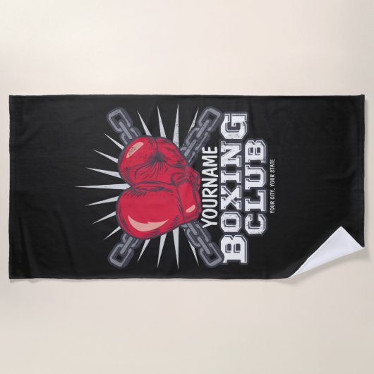 Personalisiert Boxgloves Fighter Champion Boxer Strandtuch (Vorderseite)