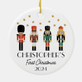 Personalisiert Boy Baby First Christmas Nutcracker Keramik Ornament (Hinten)