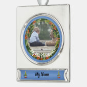 Personalisiert Boy Baby's 1. Weihnachtsdekoration Banner-Ornament Silber (Links)