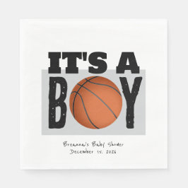 Personalisiert Boy Basketball Babydusche weiß Serviette