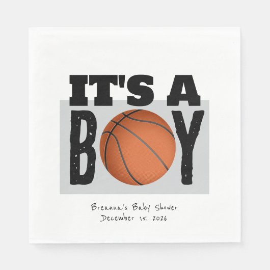 Personalisiert Boy Basketball Babydusche weiß Serviette (Vorderseite)