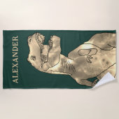 Personalisiert Boy Name Dinosaur Strandtuch (Vorderseite)
