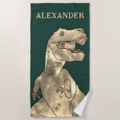 Personalisiert Boy Name Dinosaur Strandtuch (Vorderseite)