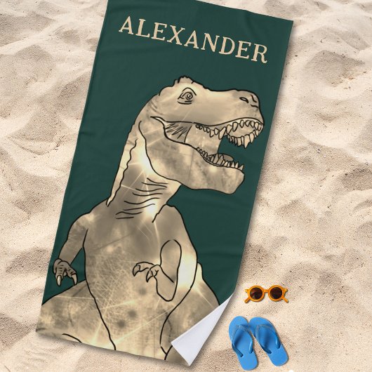 Personalisiert Boy Name Dinosaur Strandtuch