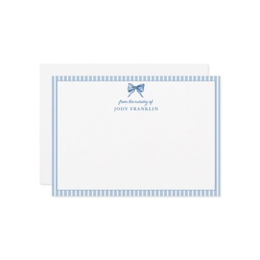 Personalisiert Boy Stationery Blue Bow Baby Dusche Dankeskarte (Vorderseite/Rückseite Beispiel)