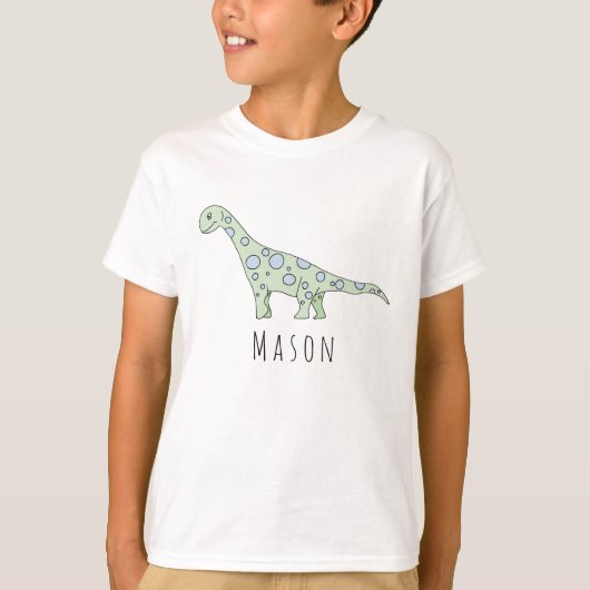 Personalisiert Boys Cooler Dinosaurier mit Namen T-Shirt (Vorderseite)