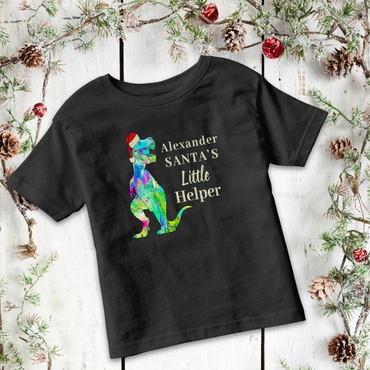 Personalisiert Boys Dinosaurier Weihnachten Kleinkind T-shirt