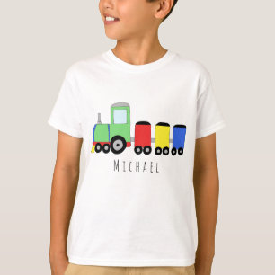Personalisiert Boy's farbenfrohe Lokomotivenbezeic T-Shirt