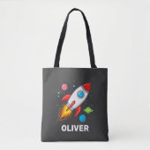 Personalisiert Boys Niedliche Raketenschiff-Planet Tasche (Vorderseite)