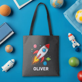 Personalisiert Boys Niedliche Raketenschiff-Planet Tasche