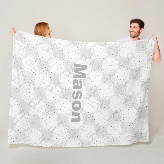 Personalisiert Boy's Room Tepee Geometric Muster Fleecedecke (Beispiel)