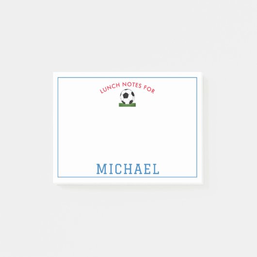 Personalisiert Boys Soccer Custom Lunch Box Post-it Klebezettel (Vorderseite)