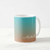 Personalisiert-braun-blaues Ober Kaffeetasse (VorderseiteRechts)