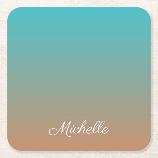 Personalisiert-braun-blaues Ober Rechteckiger Pappuntersetzer (Vorderseite)