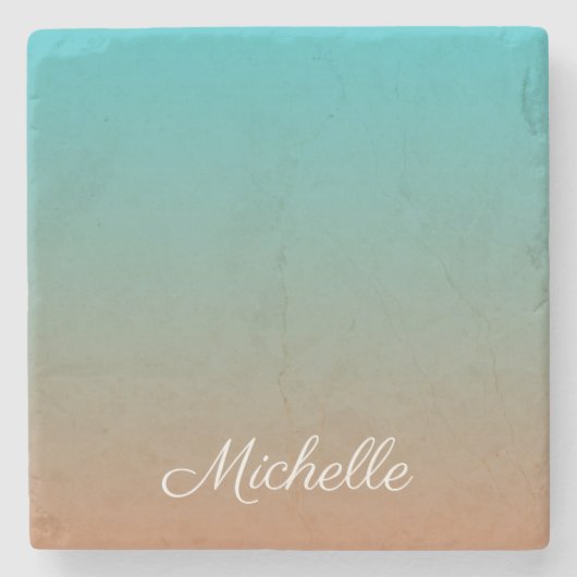 Personalisiert-braun-blaues Ober Steinuntersetzer (Vorderseite)