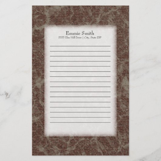 Personalisiert-Braun- und Tan-Linde-Papier Briefpapier (Vorderseite)