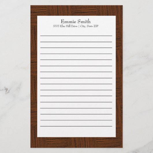 Personalisiert-Braun- und Weißbandböden Briefpapier (Vorderseite)