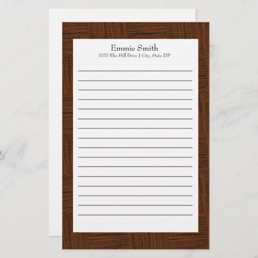 Personalisiert-Braun- und Weißbandböden Briefpapier (Vorne/Hinten)