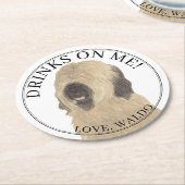 Personalisiert Briard Dog Wedding Runder Pappuntersetzer (Angewinkelt)