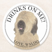 Personalisiert Briard Dog Wedding Runder Pappuntersetzer (Vorderseite)