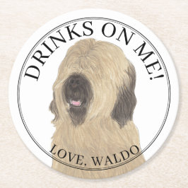 Personalisiert Briard Dog Wedding Runder Pappuntersetzer