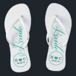 Personalisiert Bridal (aqua) Badesandalen<br><div class="desc">Fun,  Custom weiß und aqua blau Braut Hochzeitsflip Flops.</div>