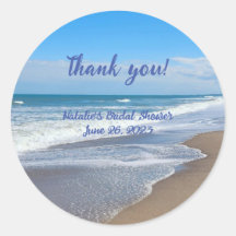 Personalisiert Bridal Beach Szene danke Sticker