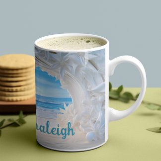 Personalisiert Bridal Bliss 3D-Look Strand Kaffeetasse