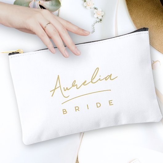 Personalisiert Bride Monogram Moderne neutrale Min Zubehörtasche