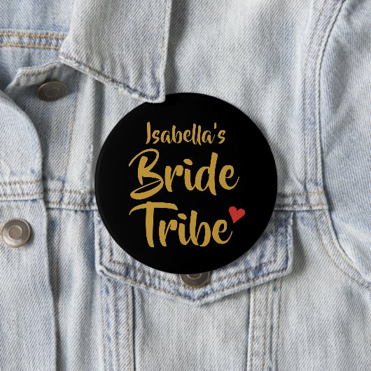 Personalisiert Bride Tribe Red Heart Button (Beispiel)