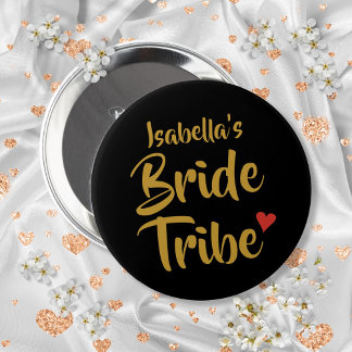Personalisiert Bride Tribe Red Heart Button