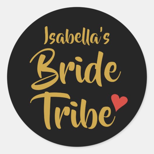 Personalisiert Bride Tribe Red Heart Runder Aufkleber (Vorderseite)