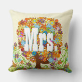 Personalisiert Brides Coral und Aqua Blume Tree Kissen (Vorderseite)