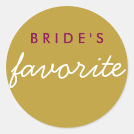 Personalisiert Bride's Lieblingsmagenta-Gold Runder Aufkleber