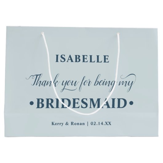 Personalisiert Bridesmaid Blue Vielen Dank Große Geschenktüte (Rückseite)