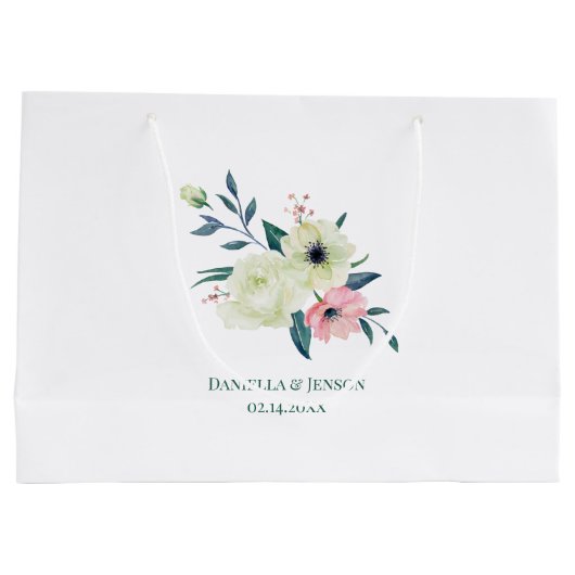 Personalisiert Bridesmaid Elegant Floral Vielen Da Große Geschenktüte (Rückseite)