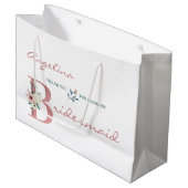 Personalisiert Bridesmaid Elegant Floral Vielen Da Große Geschenktüte (Vorderseite Schrägansicht)