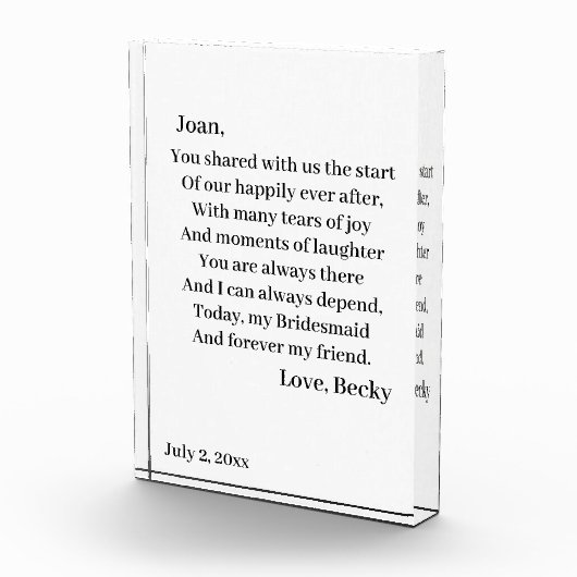 Personalisiert Bridesmaid Fotoblock (Rechts)