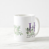 Personalisiert Bridesmaid Lila Erstname Floral Kaffeetasse (VorderseiteRechts)